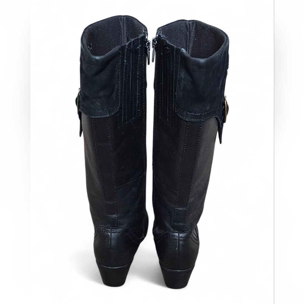Clarks Women’s Black Leather Knee-High Boots with Buckle Size 6M - Picture 4 of 8